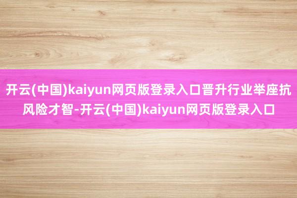 开云(中国)kaiyun网页版登录入口晋升行业举座抗风险才智-开云(中国)kaiyun网页版登录入口