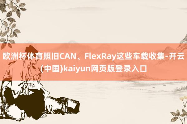 欧洲杯体育照旧CAN、FlexRay这些车载收集-开云(中国)kaiyun网页版登录入口